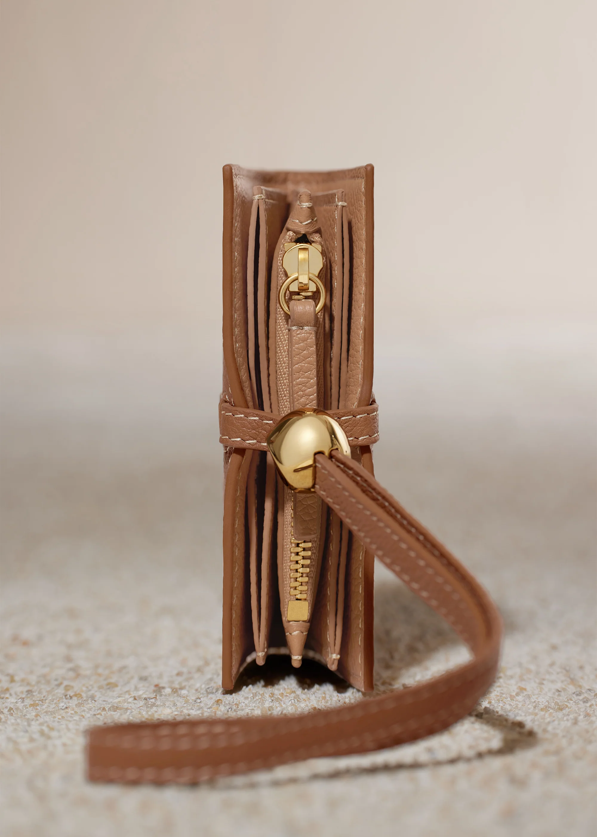 Kartenetuis Kayé - Duo Camel Genarbtes Leder - Image 4