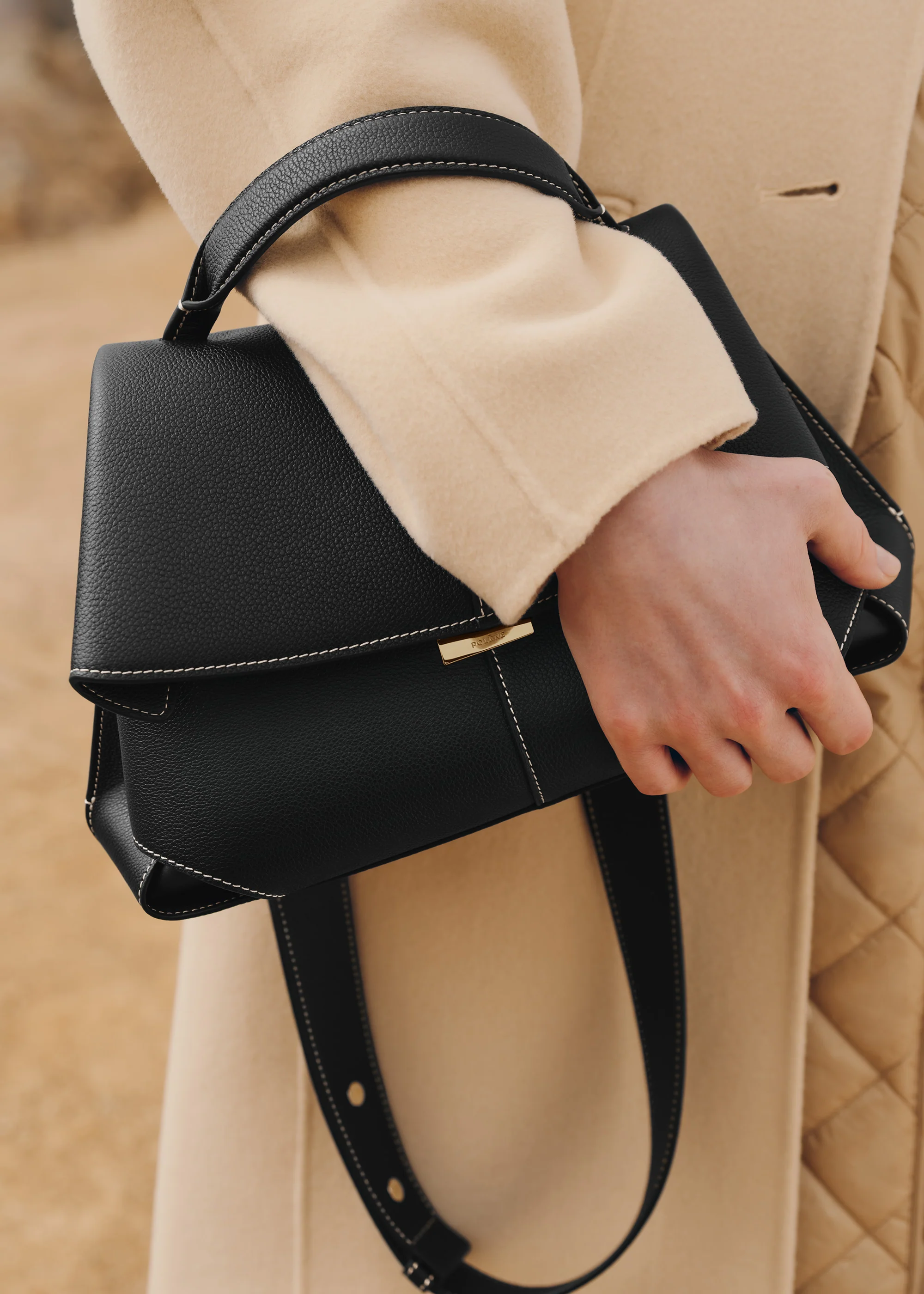 Mokki - Schwarz Nähte Ecru Genarbtes Leder - Image 6