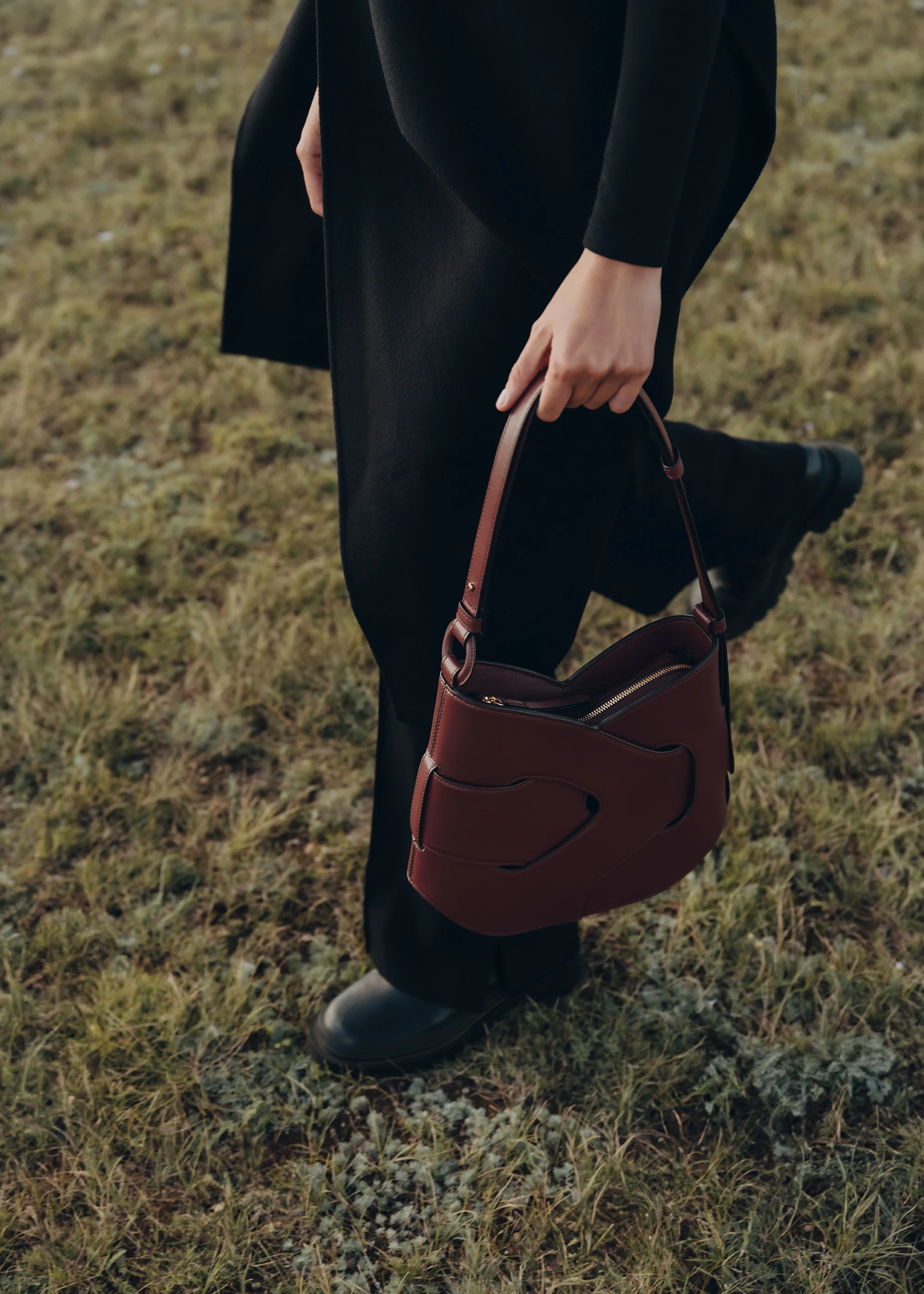 Nodde Hobo - Schwarze Kirsche Glattes Leder - Image 5