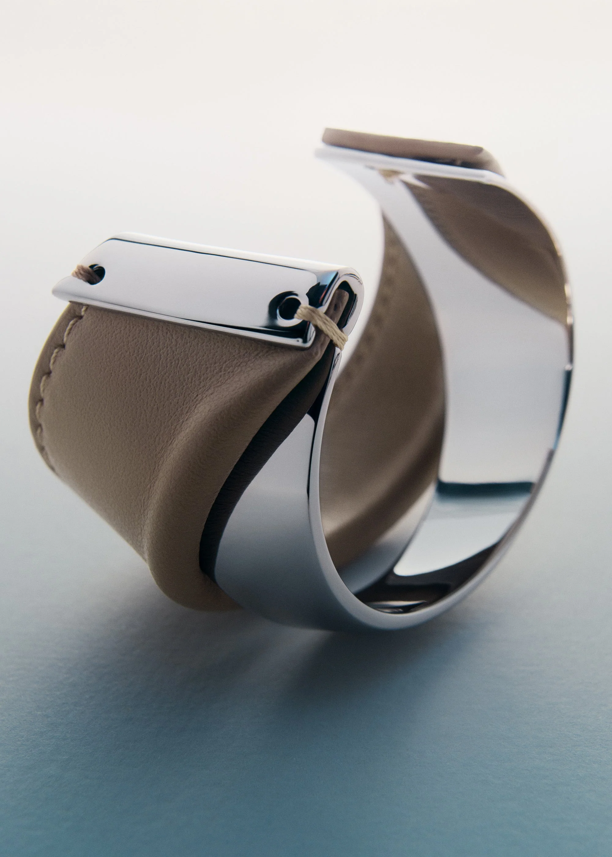 Manschette Ormé - Silberedition Und Taupe Leder - Image 3